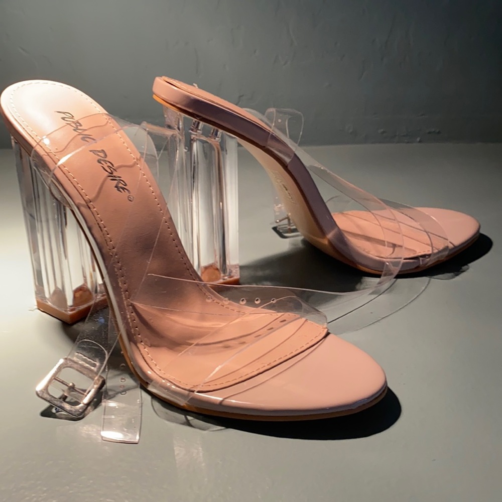 Clear block sandals